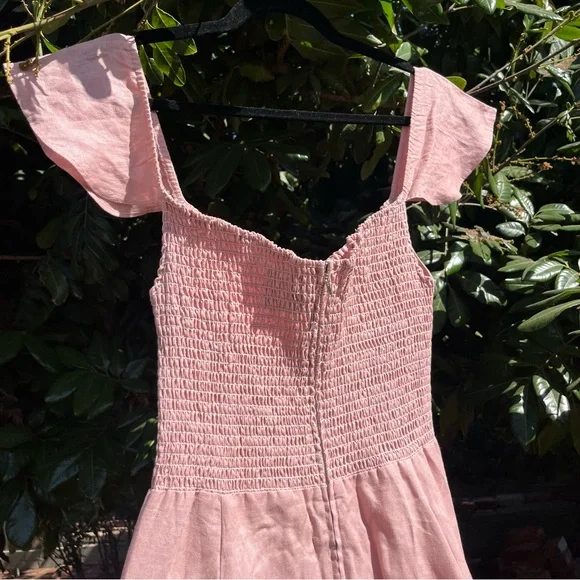 REFORMATION Francis dusty rose pink linen sleeveless button down up midi dress - Picture 5 of 10
